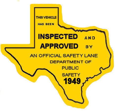 1949 Texas Safety Lane Inspection Sticker